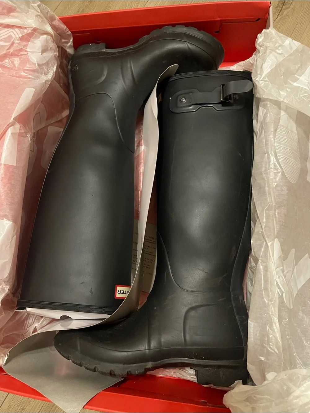 Hunter Black Tall Rubber Rain Boots - Women's